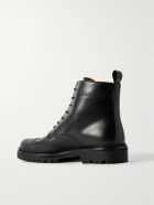 Mr P. - Jacques Waxed-Leather Brogue Boots - Black