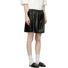 We11done Black Bonded Latex Textured Shorts