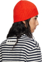 Jil Sander Red Irregular Texture Wool Beanie