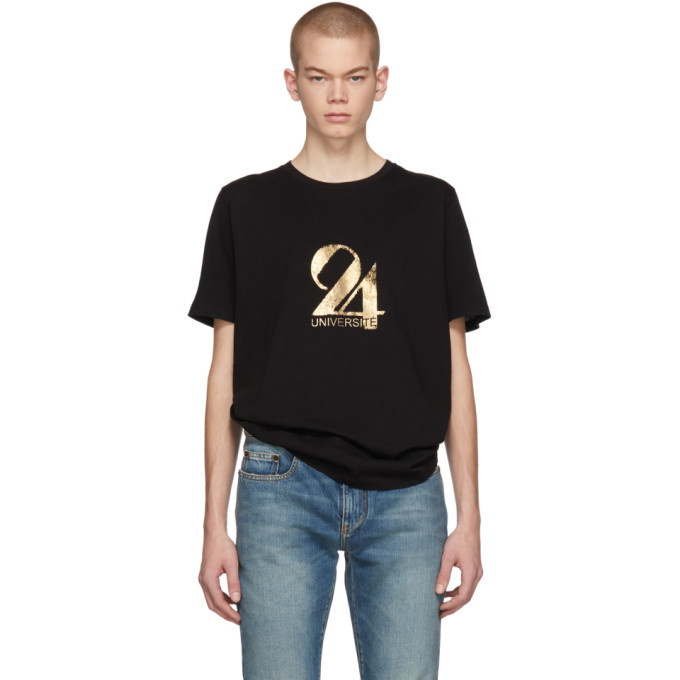 Photo: Saint Laurent Black and Gold 24 Universite T-Shirt