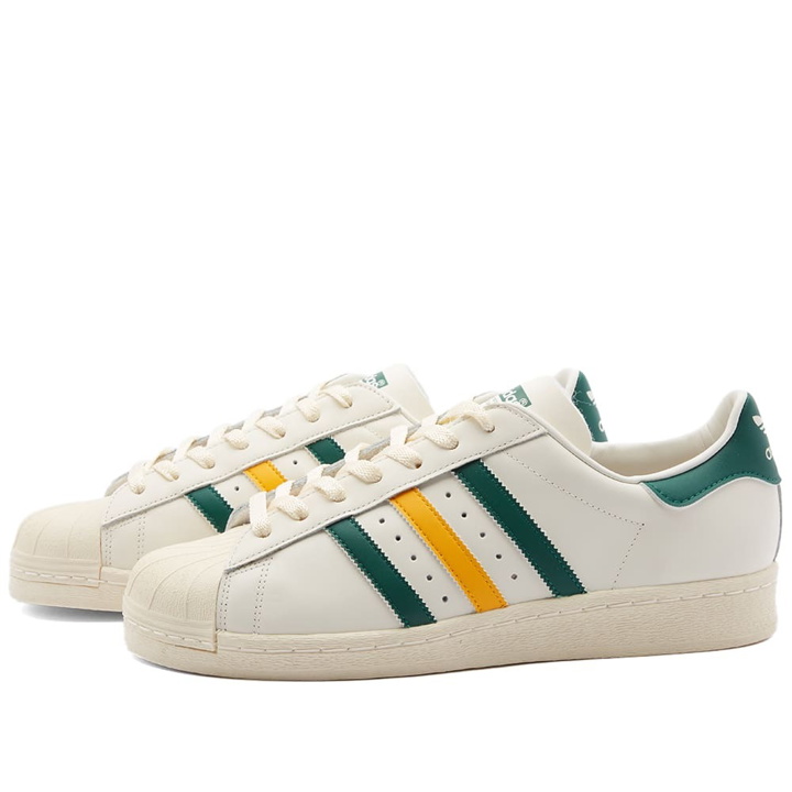 Photo: Adidas Men's Superstar 82 Sneakers in Cloud White/Collegiate Green