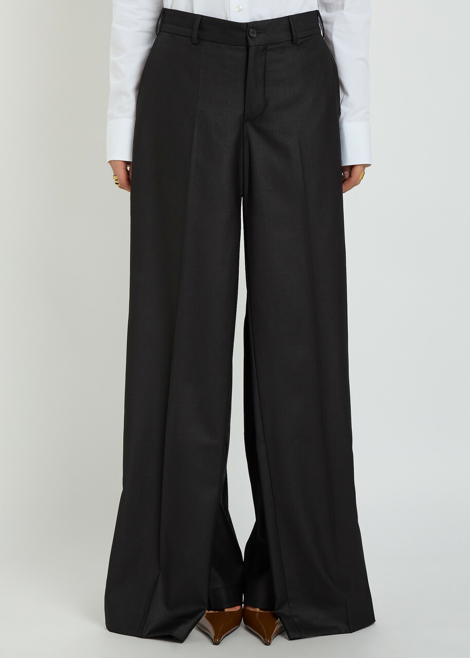 Bettter Double Leg Layered Wool-blend Trousers Black