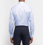 Ermenegildo Zegna - Blue Trofeo Slim-Fit Cutaway-Collar Pinstriped Cotton-Poplin Shirt - Blue