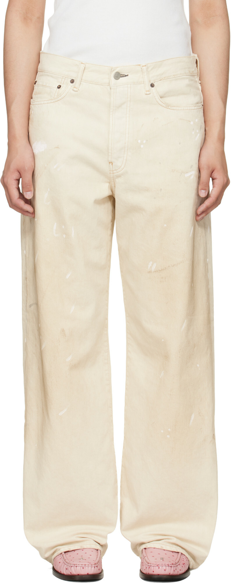 Acne Studios Off-White 1981 U Trafalgar Leather Jeans