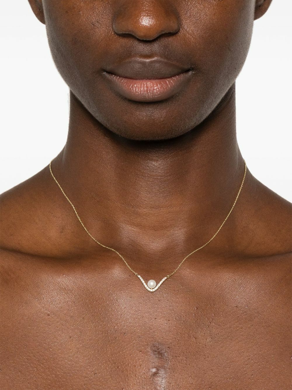 Mizuki 14K Gold Diamond And Pearl Necklace