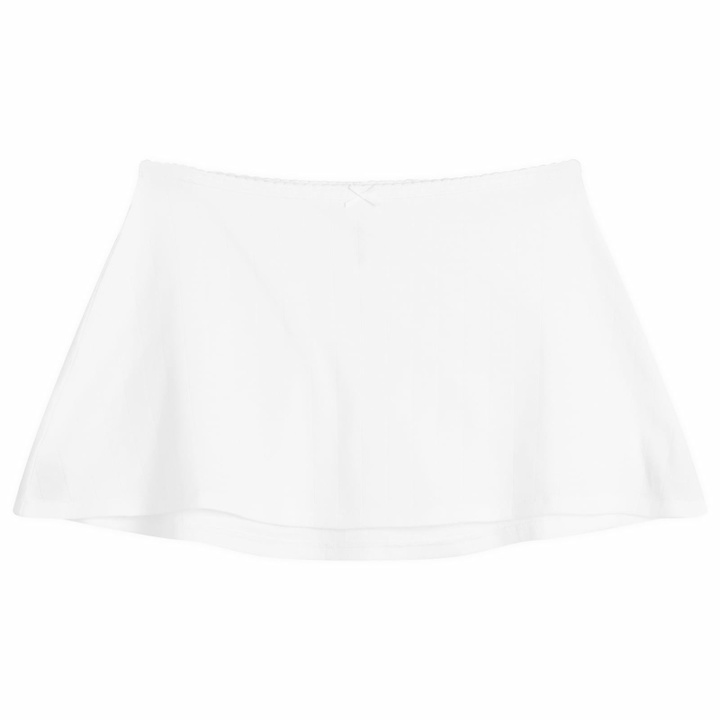 Photo: SKIMS Women's Drop Needle Pointelle Mini Skirt in Snow