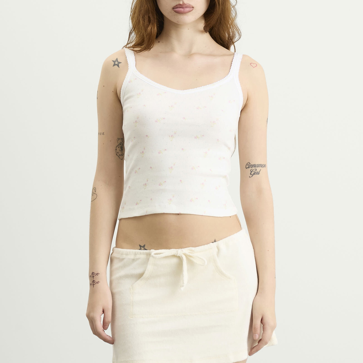Fruity Booty Women's Ditsy Floral Vest in White