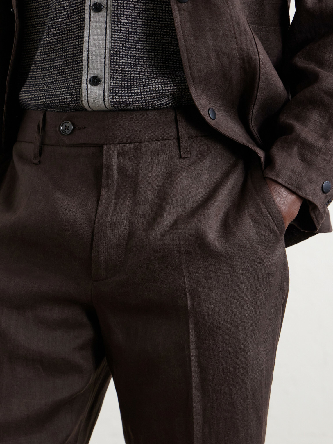 Rag & Bone - Evan Straight-Leg Pleated Linen Trousers - Brown