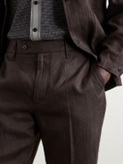 Rag & Bone - Evan Straight-Leg Pleated Linen Trousers - Brown