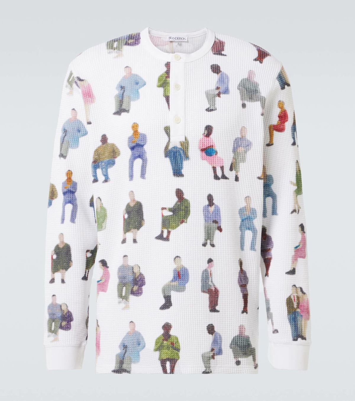 JW Anderson Printed waffle-knit cotton Henley shirt JW Anderson