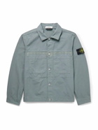 Stone Island - Logo-Appliquéd Webbing-Trimmed Cotton-Ripstop Overshirt - Gray
