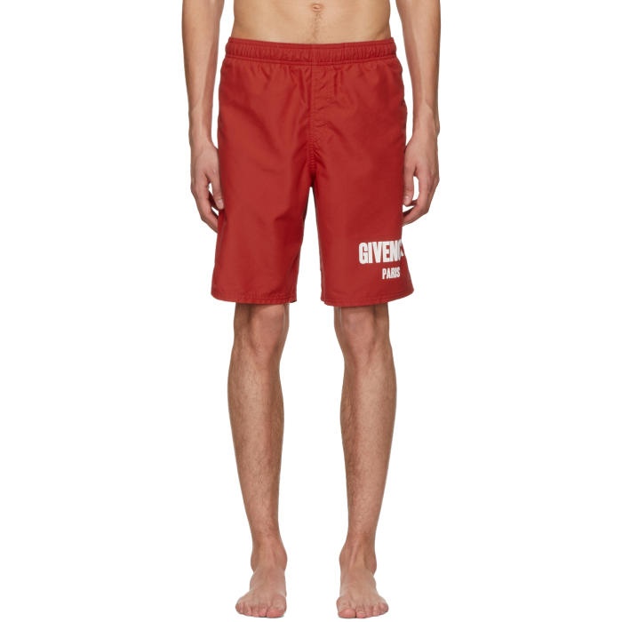 Photo: Givenchy Red Logo Swim Shorts 