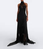 McQueen Halterneck silk georgette bustier gown