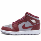 Air Jordan 1 Mid GS Sneakers in Cherrywood Red/White