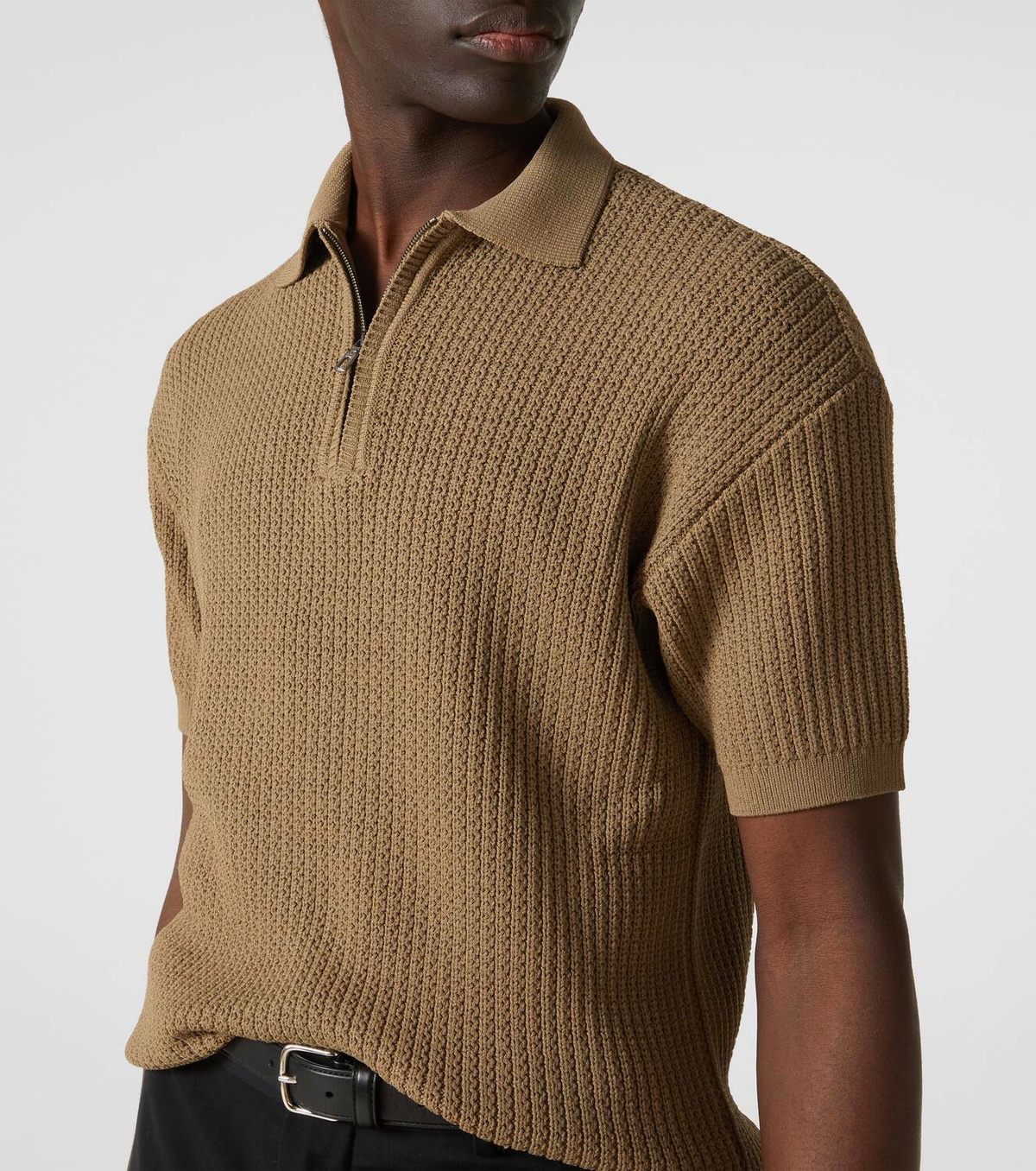 Giorgio Armani Ribbed-knit polo shirt
