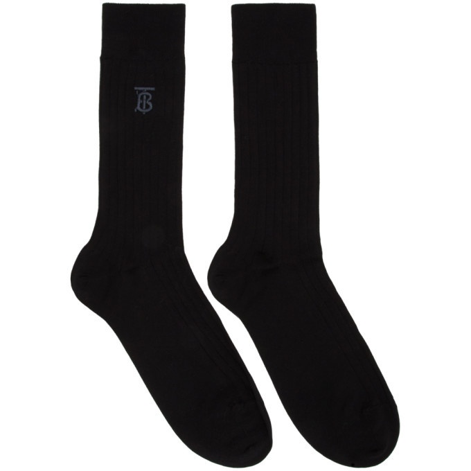 Photo: Burberry Black Embroidered Monogram Socks