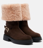 Ferragamo Zaki shearling-lined suede knee-high boots