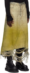 Rick Owens Off-White & Yellow Godet Denim Skirt