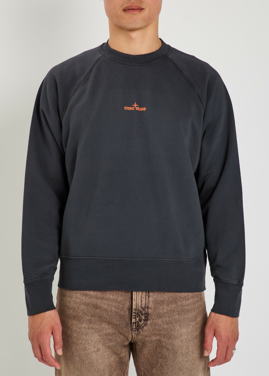 Stone Island Printed Cotton Sweatshirt Navy