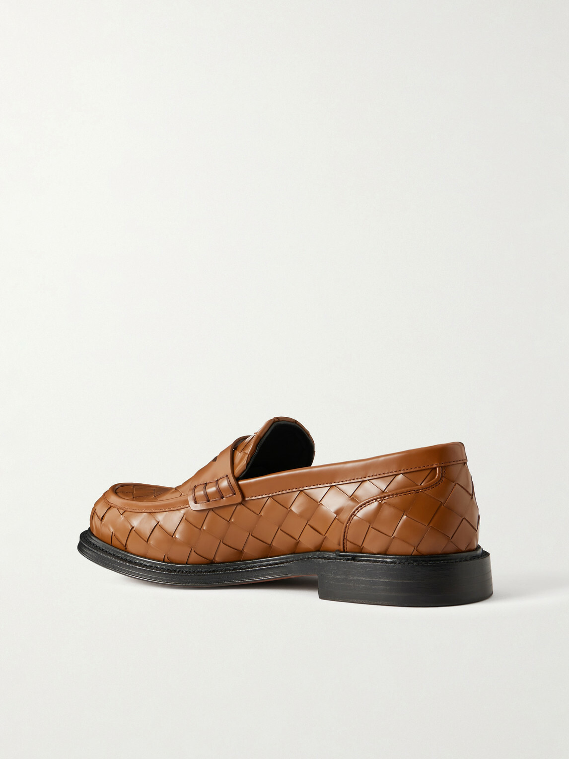 Bottega Veneta - James Woven Leather Penny Loafers - Orange