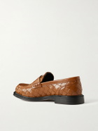 Bottega Veneta - James Woven Leather Penny Loafers - Orange