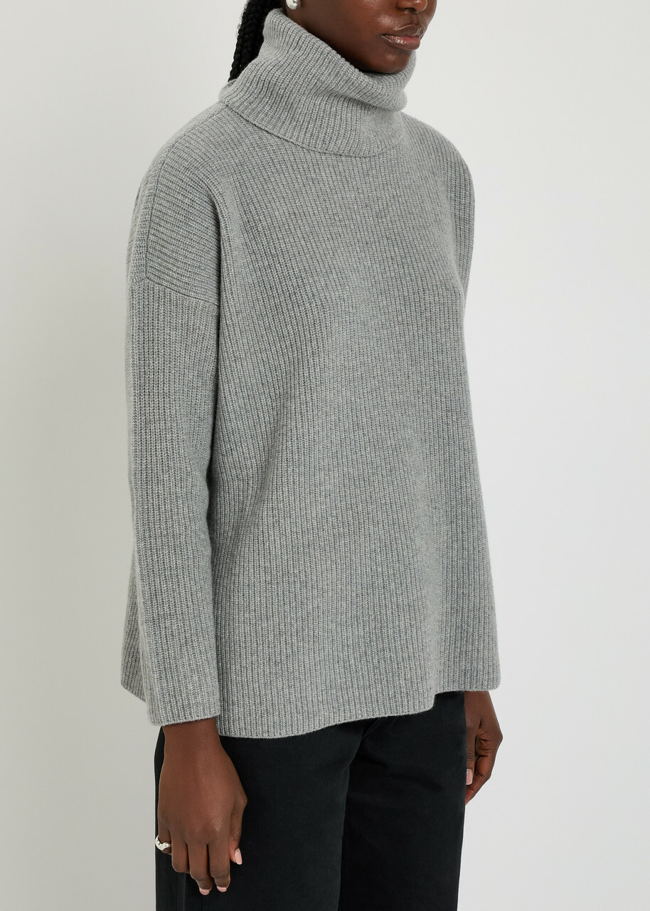 Eileen Fisher Ribbed Roll-neck Wool and Cashmere-blend Jumper Grey