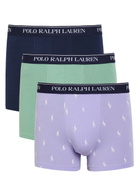 Polo Ralph Lauren Logo Stretch-cotton Trunks set of Three Blue
