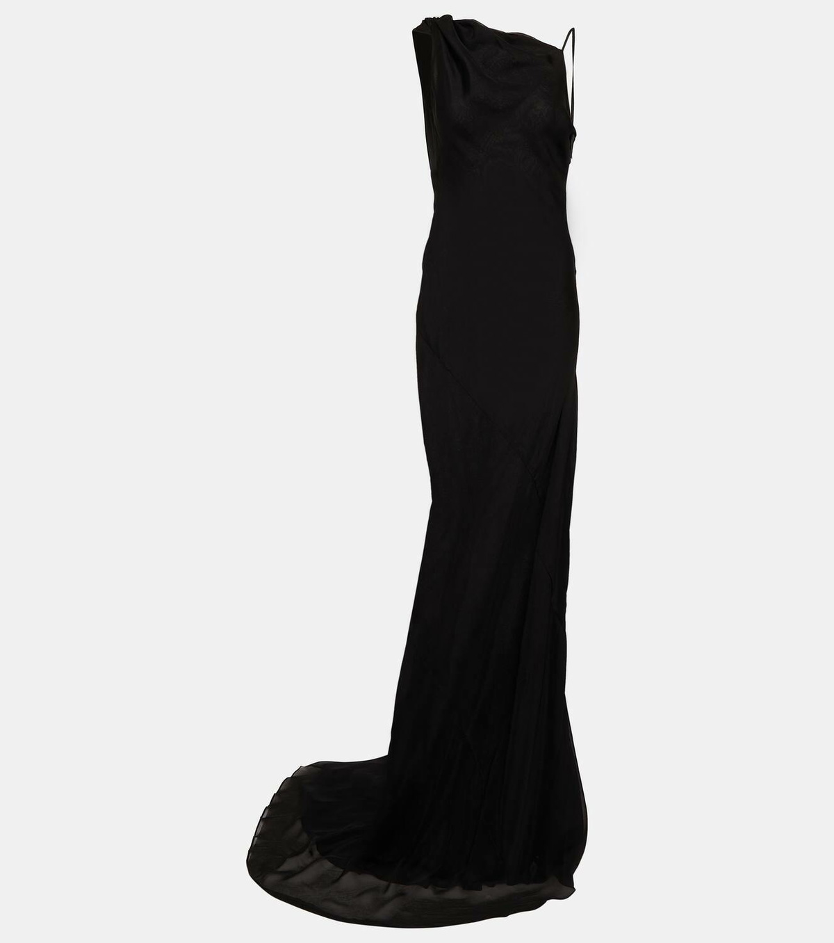entire studios one shoulder dress Entire Studios - Ruched One Shoulder Gown, Grey