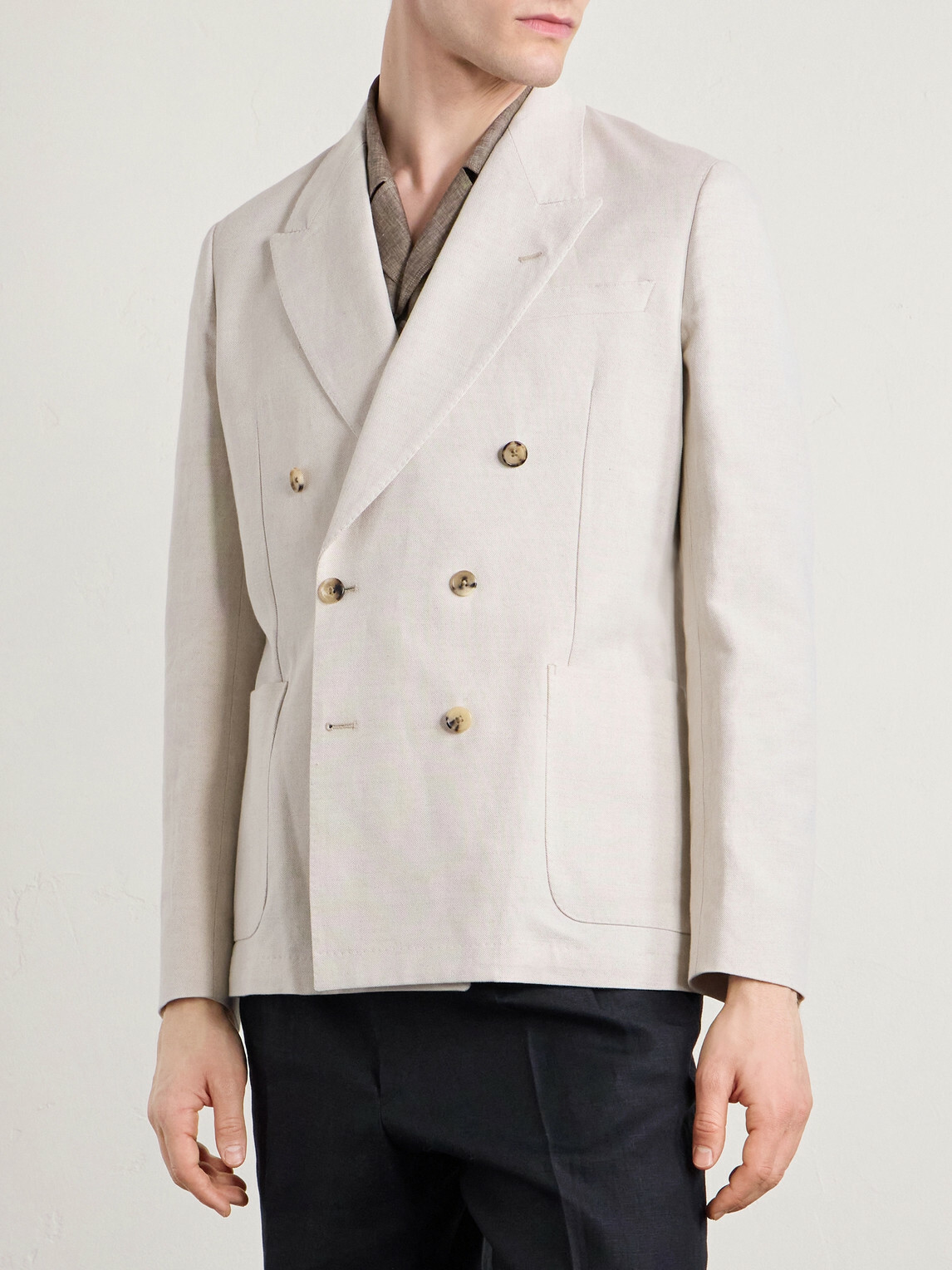 Paul Smith - Double-Breasted Linen and Cotton-Blend Blazer - Neutrals