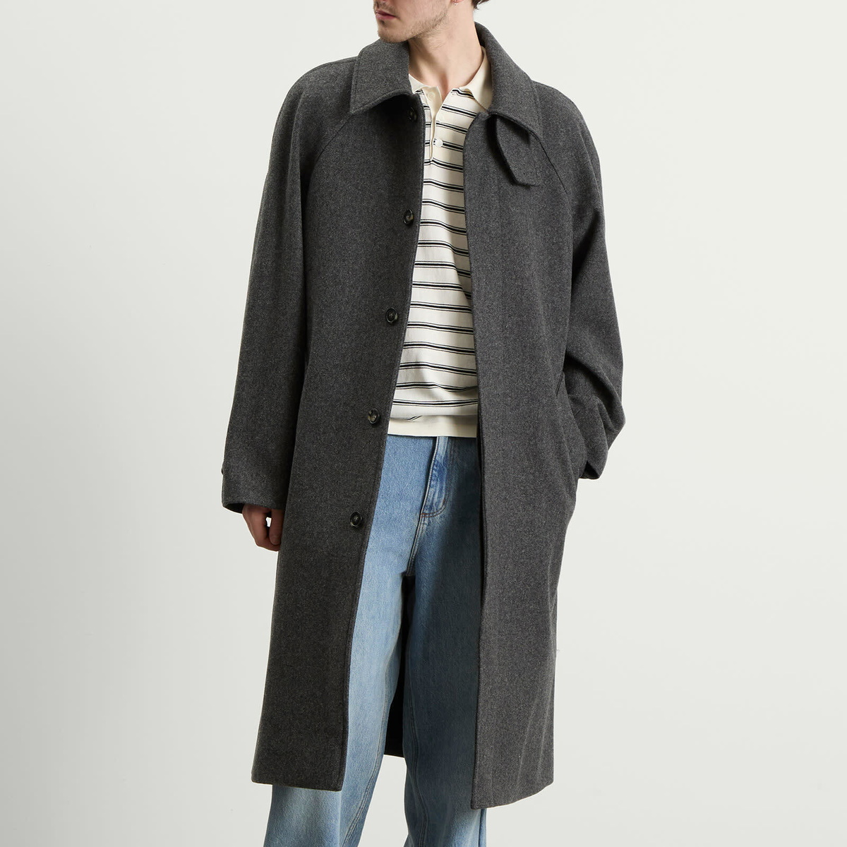 A.P.C. Men's Manteau Raglan Sleeve Coat in Heathered Anthracite A.P.C.