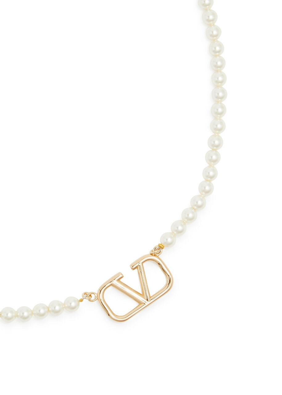 Valentino Garavani VLogo Swarovski Crystal Pearl Necklace