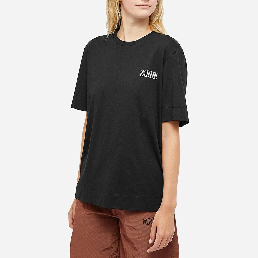 【送料&関税込】Ganni T-shirt In Black Cotton GANNI cotton t-shirt Heavy Cotton Drop Shoulder Fringe PRM EU