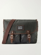Barbour - A.P.C. Leather-Trimmed Waxed Cotton-Canvas Messenger Bag - Green