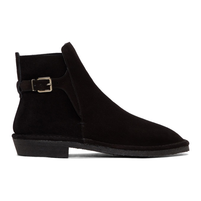 Photo: Robert Clergerie Black Suede Buckle Boots