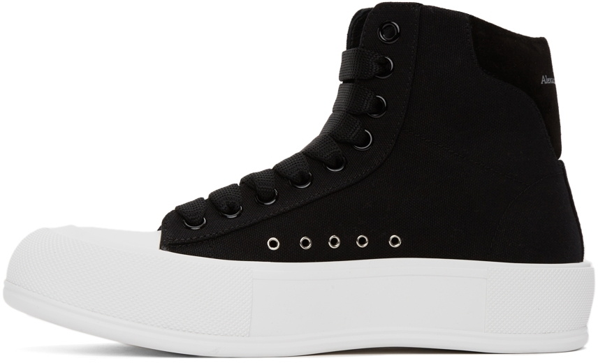 Alexander McQueen Black Deck Plimsoll High Top Sneakers