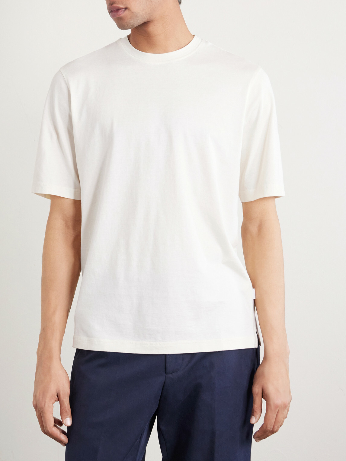 Lardini - Cotton and Silk-Blend Jersey T-Shirt - Neutrals
