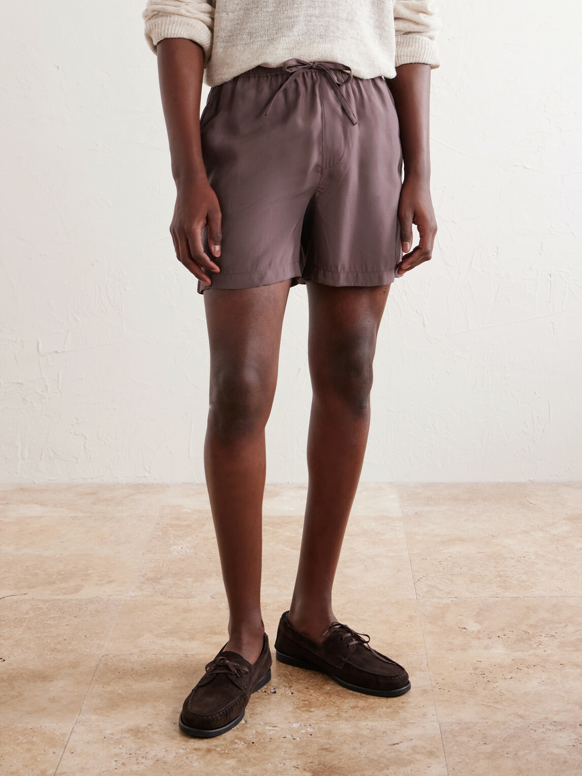 FRAME - Summer Boxer Straight-Leg Shell Shorts - Brown