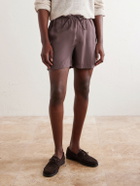 FRAME - Summer Boxer Straight-Leg Shell Shorts - Brown