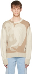 Feng Chen Wang Beige Phoenix Sweater