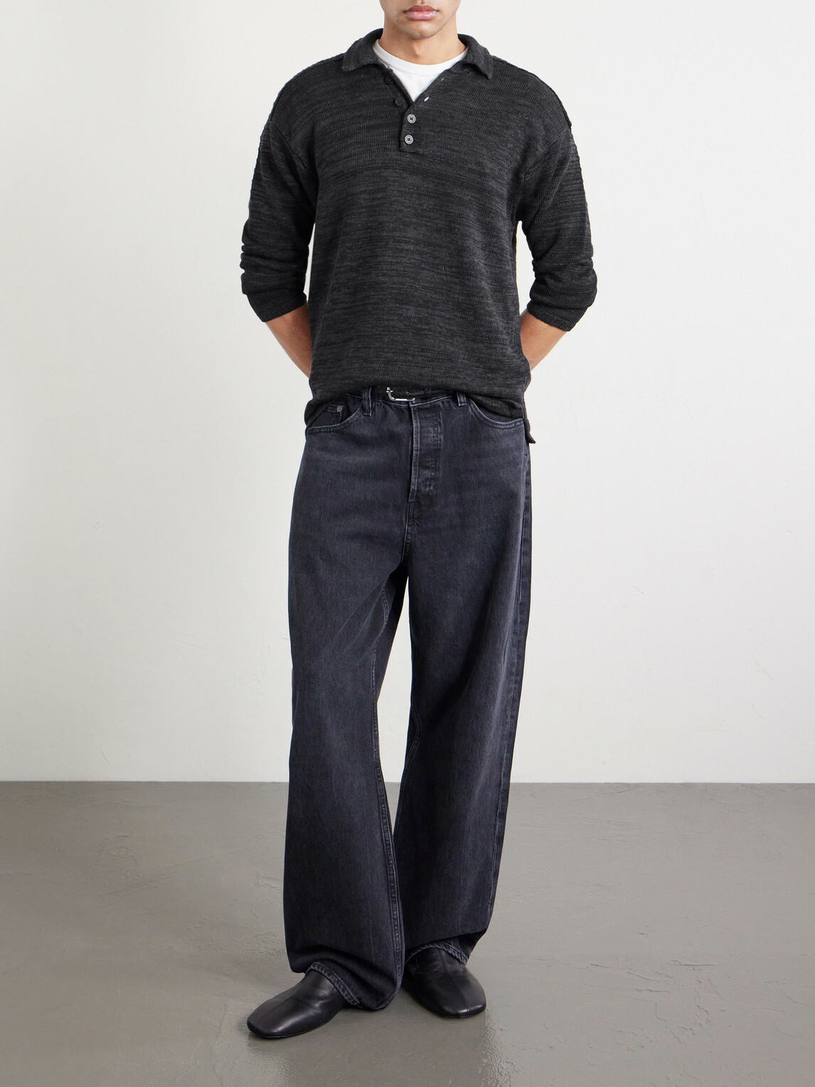 Inis Meáin - Honda 50 Linen Polo Shirt - Gray
