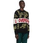 Charles Jeffrey Loverboy Black and Yellow Logo Squiggle Sweater
