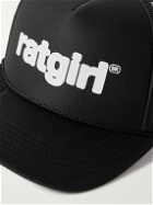 Stray Rats - Ratgirl Logo-Print Scuba and Mesh Trucker Cap