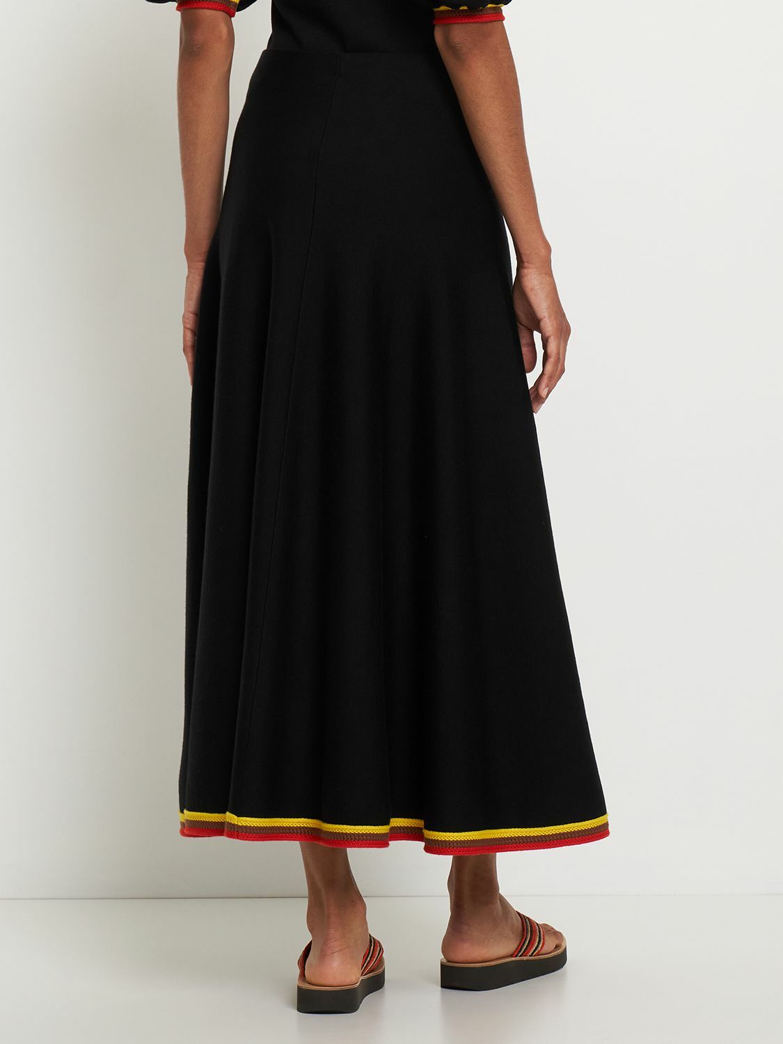 GABRIELA HEARST - Mira Mid Rise Wool Knit Midi Skirt Gabriela Hearst