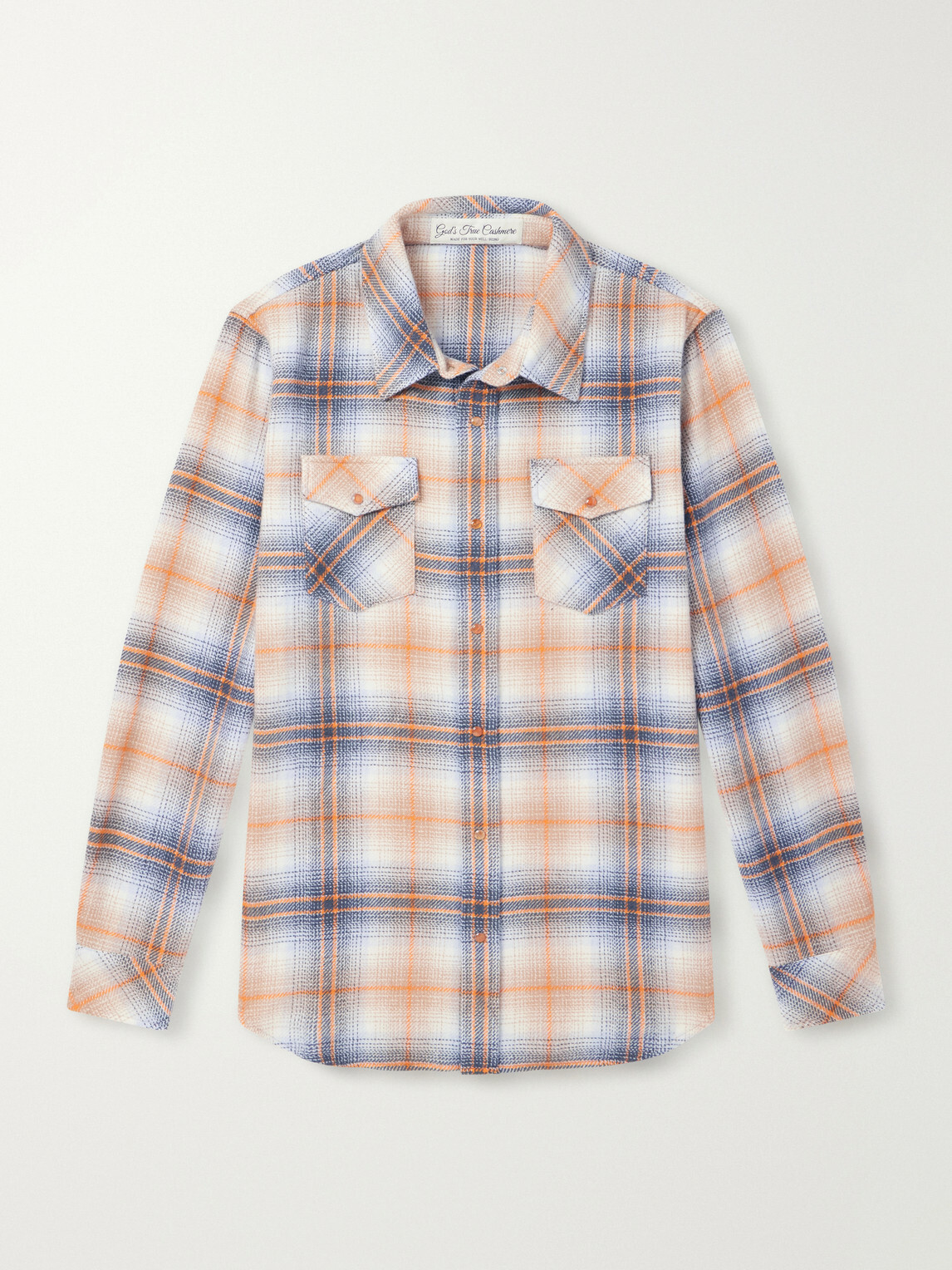God's True Cashmere - Tartan Cashmere-Flannel Shirt - Orange