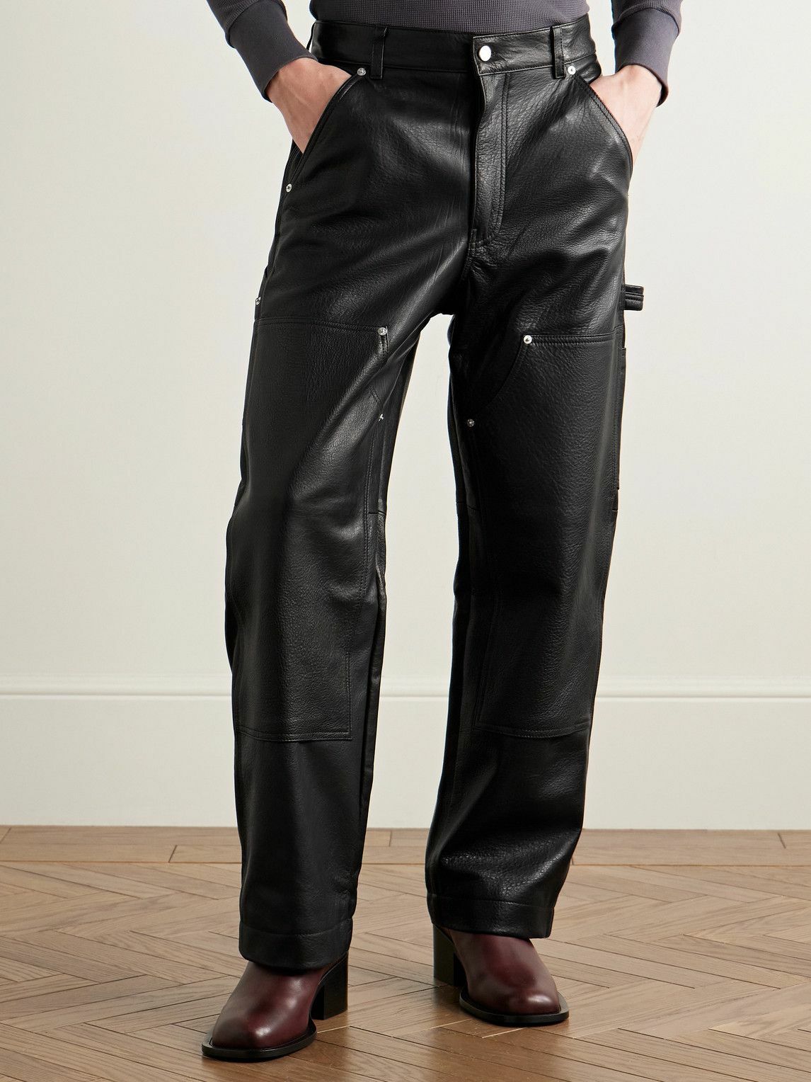 Enfants Riches Déprimés - Panelled Straight-Leg Leather Trousers - Black