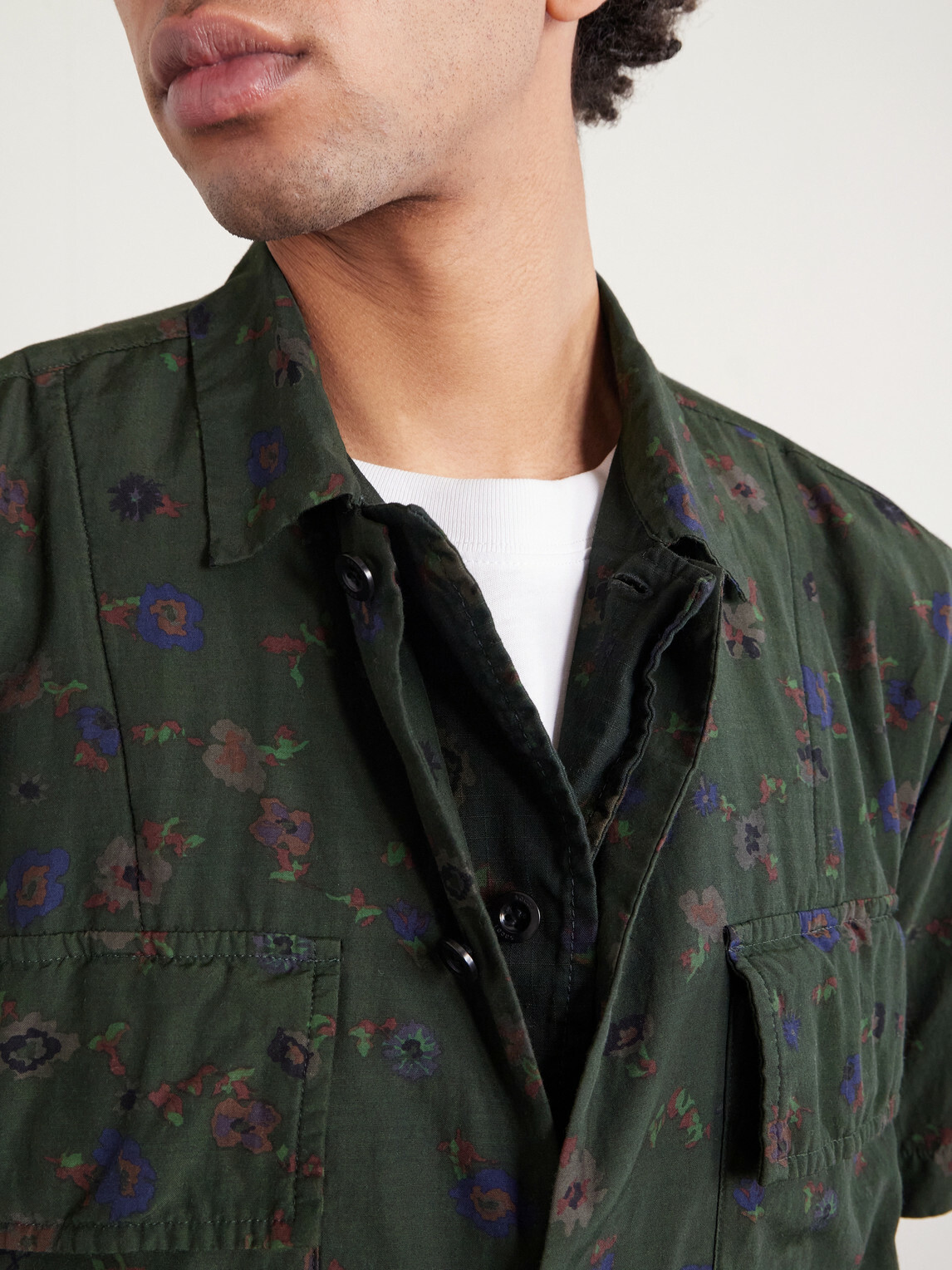 Sacai - Layered Floral-Print Woven Shirt - Green
