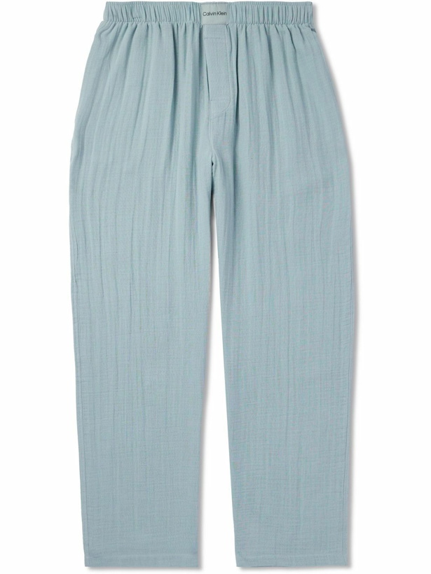 Photo: Calvin Klein Underwear - Wide-Leg Cotton-Gauze Pyjama Trousers - Blue