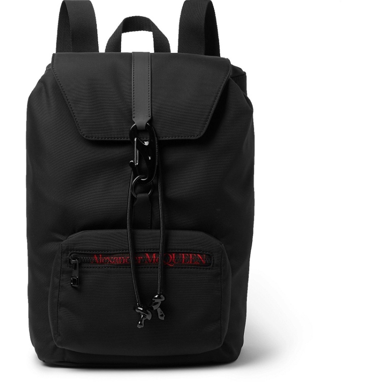 Photo: Alexander McQueen - Leather-Trimmed Logo-Print Shell Backpack - Black