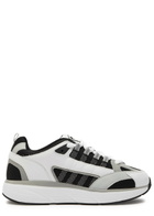 Cleens Hyper Runner Panelled Mesh Sneakers White And Black