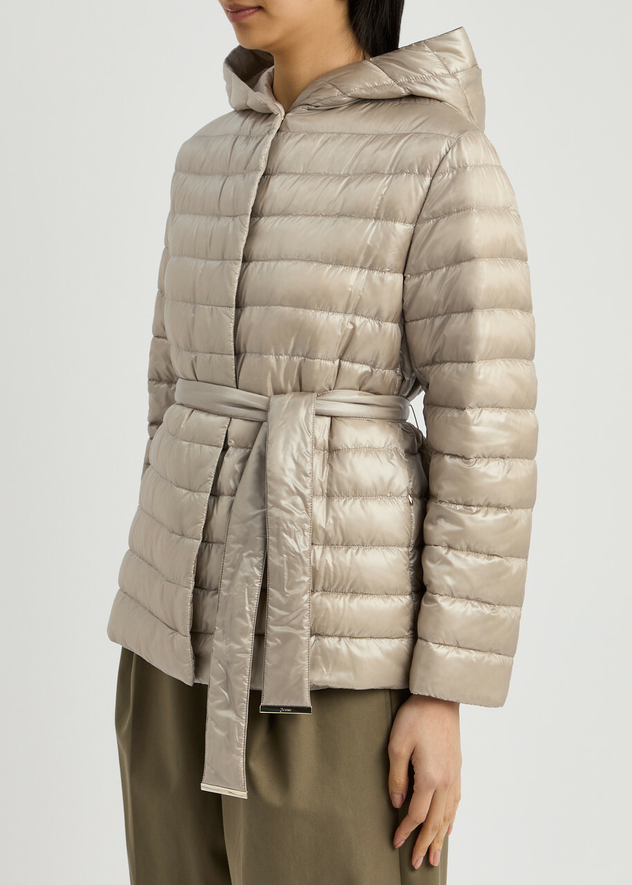Herno Hooded Quilted Shell Jacket Cream
